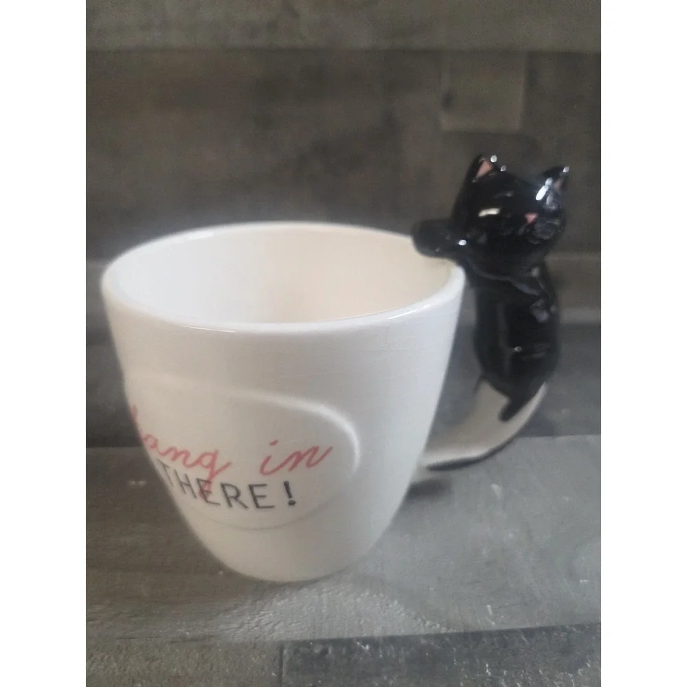 Boston Warehouse Black Cat Mug 'Hang In There' 5"H - Picture 4 of 8